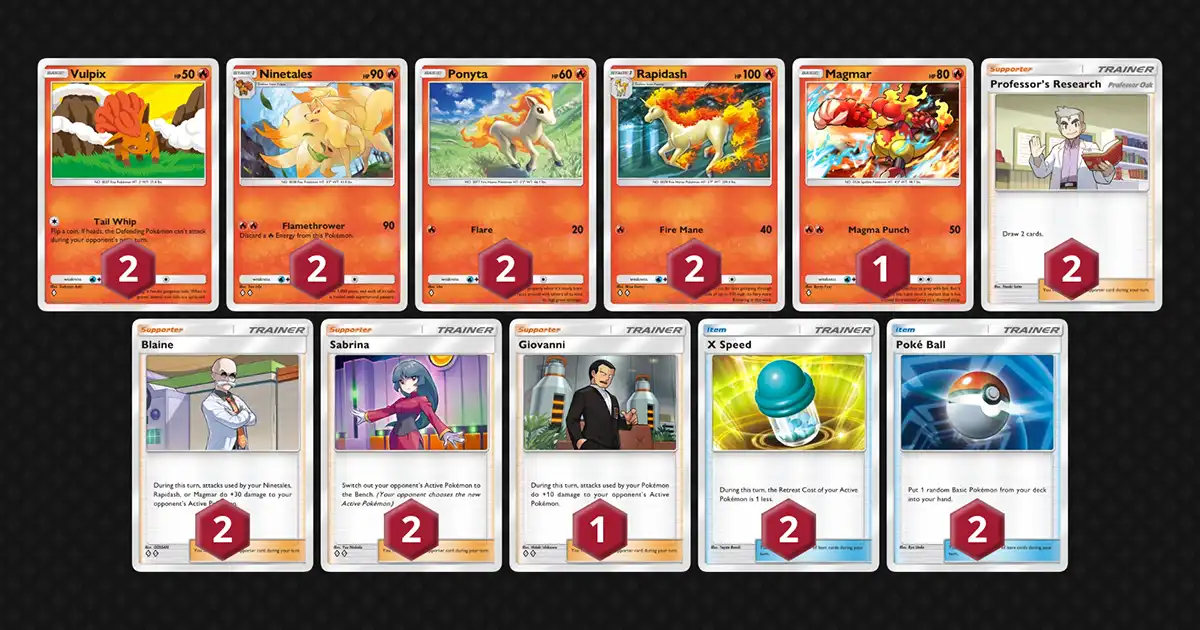 Blaine Deck: Un Mazzo senza Carte EX Devastante su Pokémon Pocket! 4 Lista delle Carte del Blaine Deck