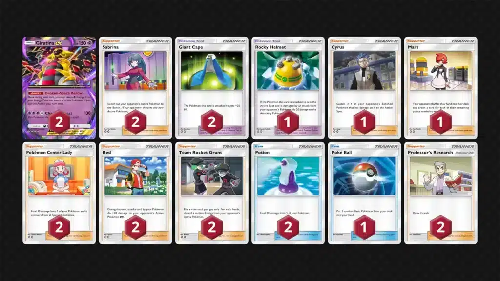 Lista delle Carte per il Giratina ex Deck