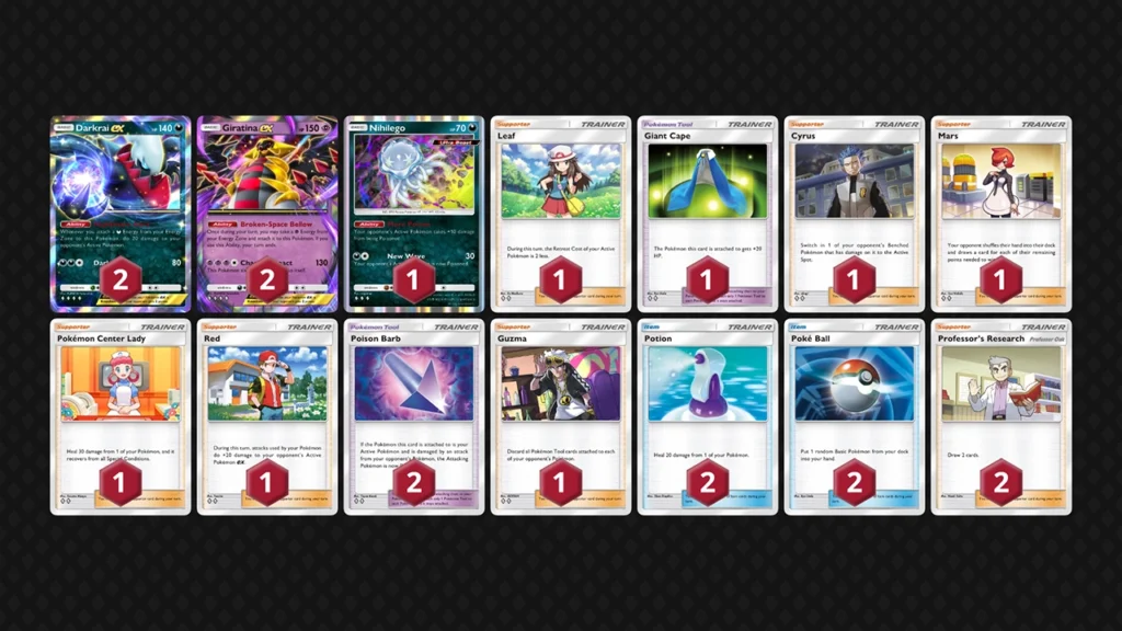 Nuovi mazzi meta su Pockemon Pocket - TOP 4 Luglio 2025 7 Giratina ex e Darkrai ex: Controllo passivo e danni incrementali